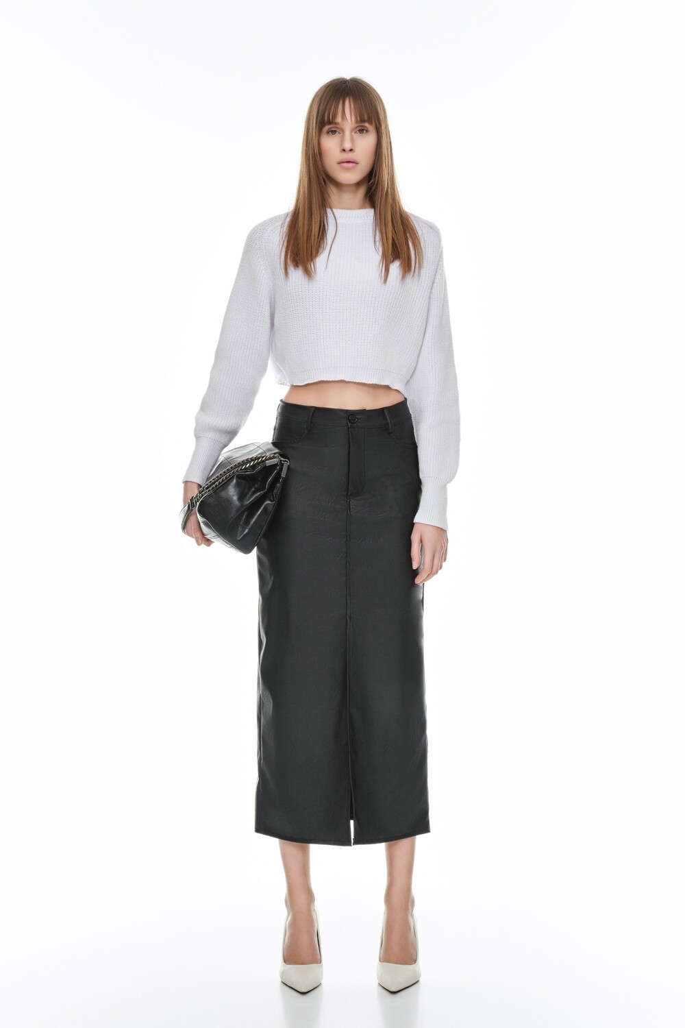 "City Slicker" Vegan leather Maxi Skirt