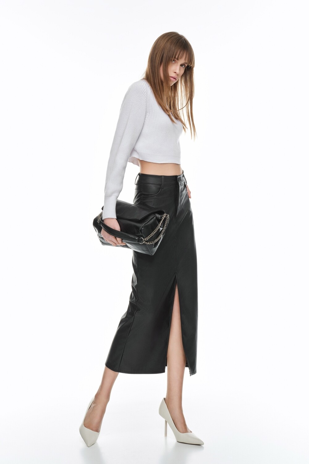 "City Slicker" Vegan leather Maxi Skirt