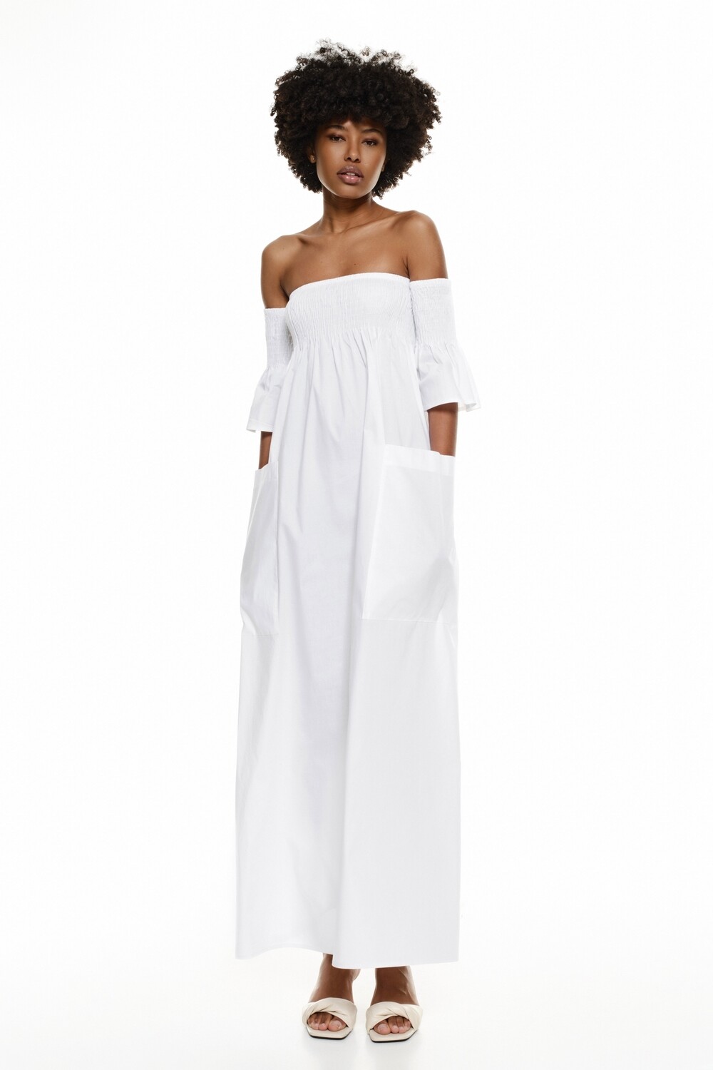 &quot;Extratropical&quot;  popeline dress, Color: White, Size: S