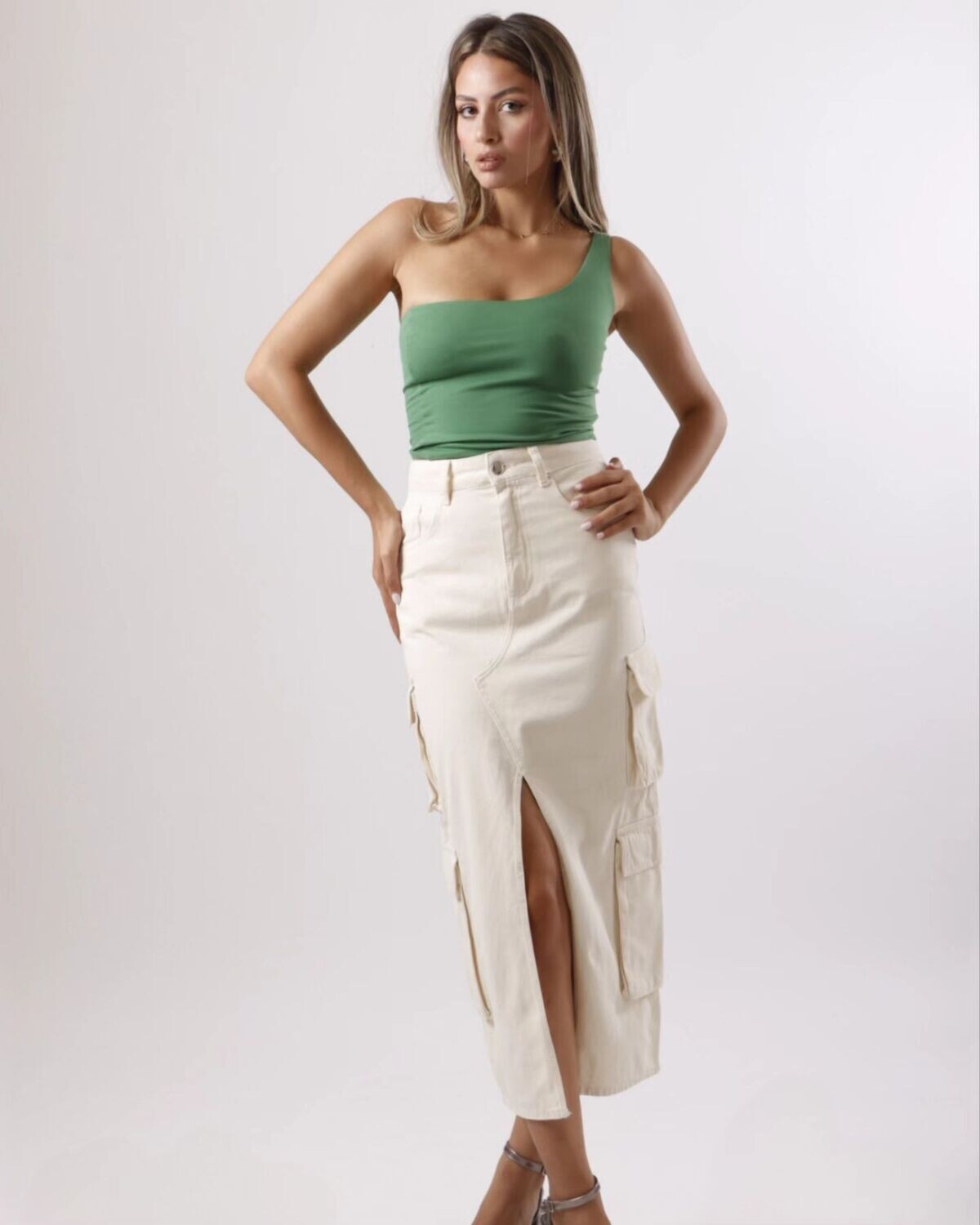 &quot;Sweet Talker&quot; denim Skirt, Size: S, Color: Stone