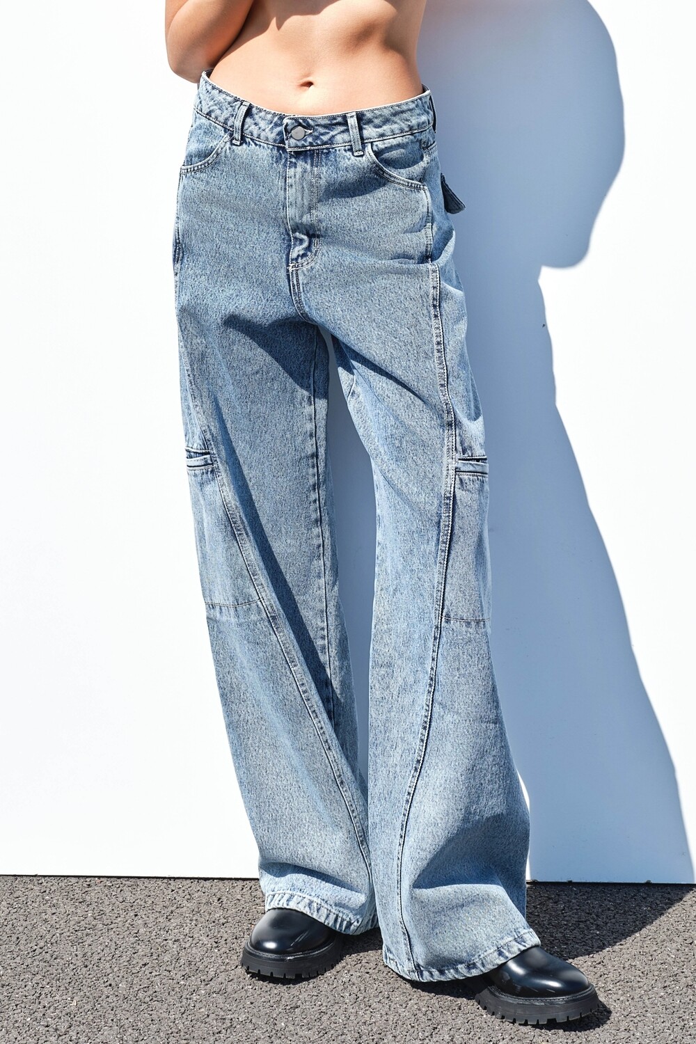 &quot;Dream maker&quot; cargo Jeans, Color: Light Blue, Size: XS