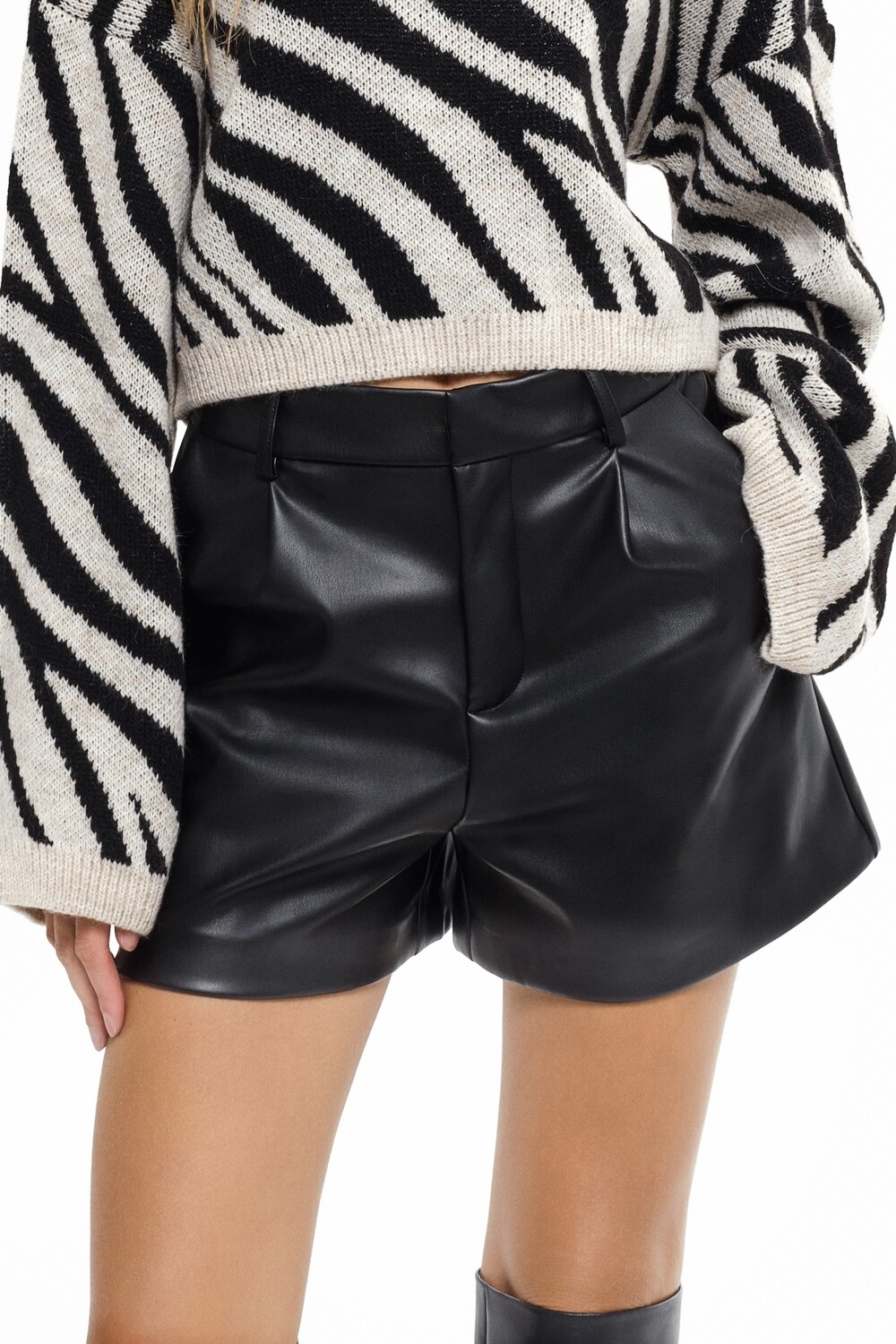 &quot;Long Story Short&quot; Vegan Leather Shorts