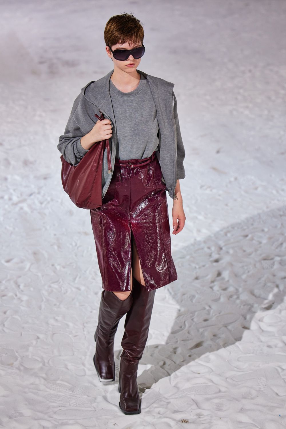 &quot;Lowen&quot; Vegan Leather Skirt, Color: Burgundy, Size: S