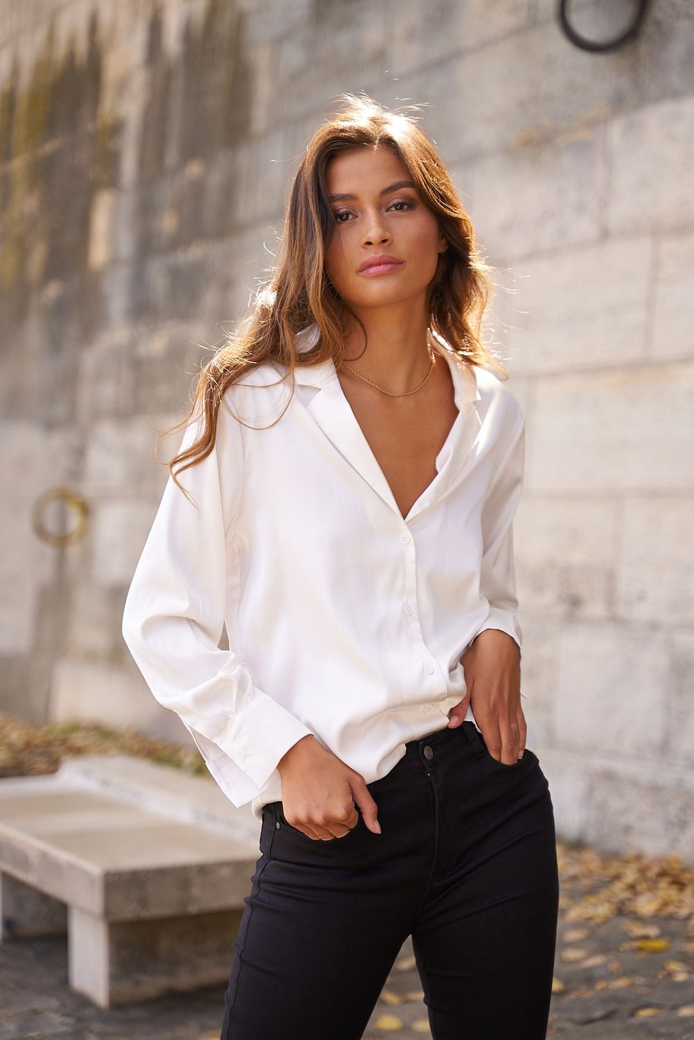 &quot;Azea&quot; Satin Shirt