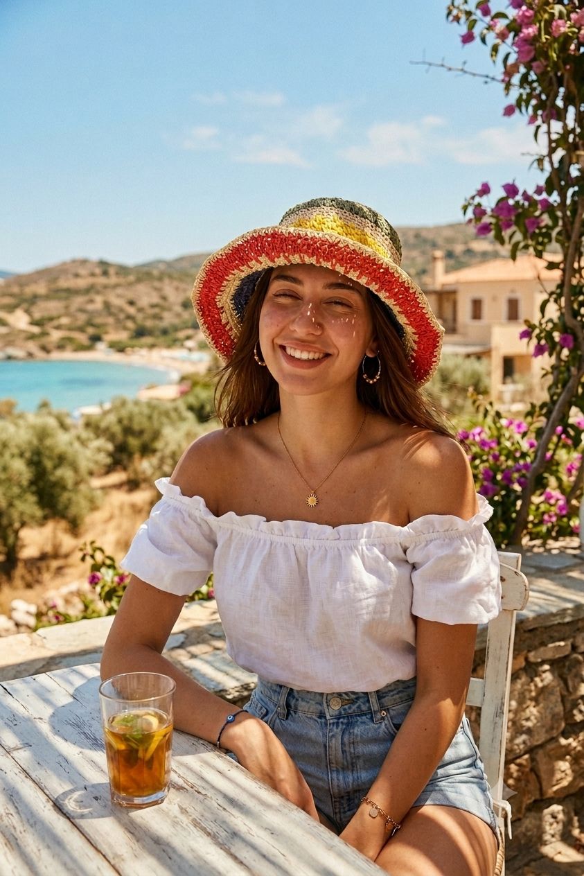 "Solana" Crochet Handmade Bucket hat, Color: Natural