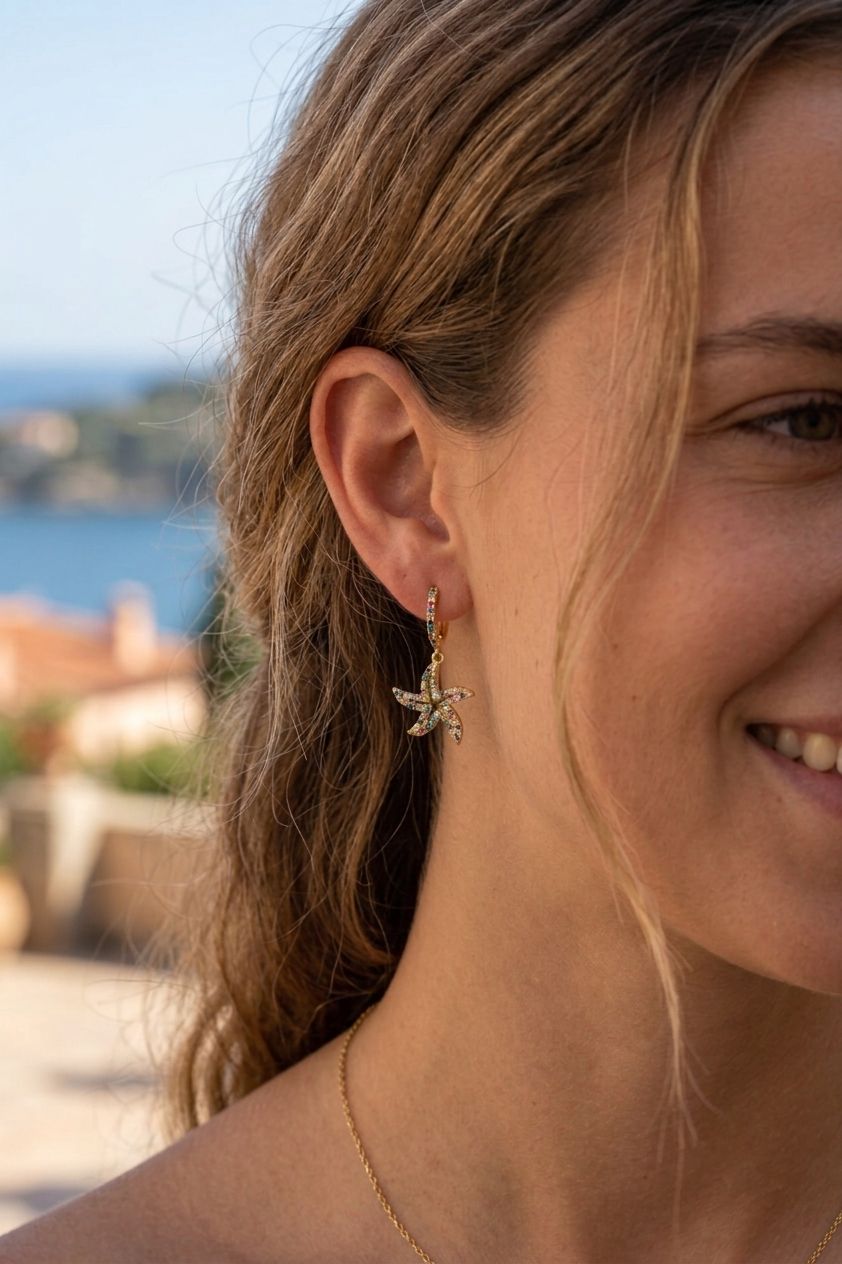 "Sea Star" Gold plated Hoops