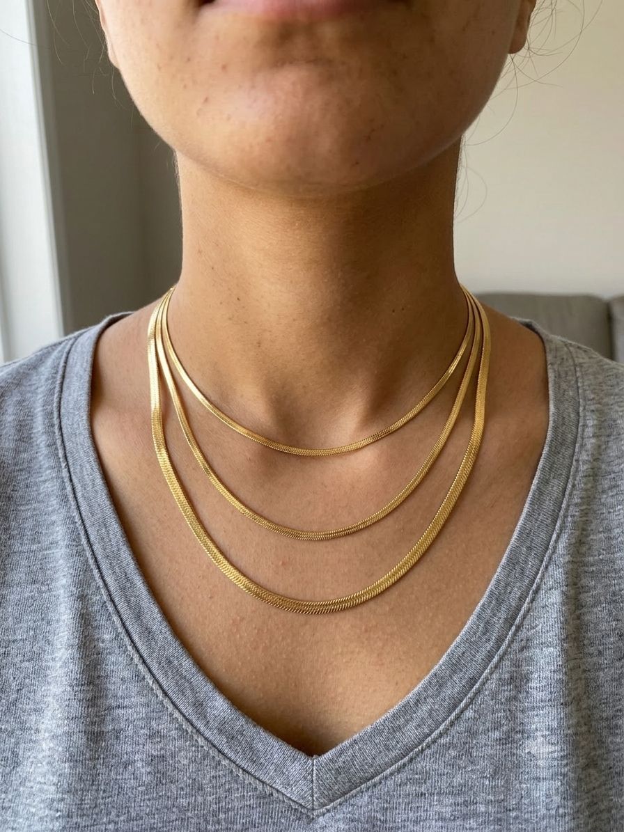 "Cher" Gold Herringbone Necklaces