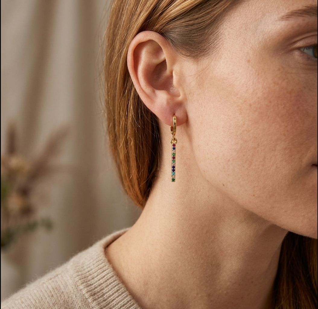 "Linear" Gold plated Hoops