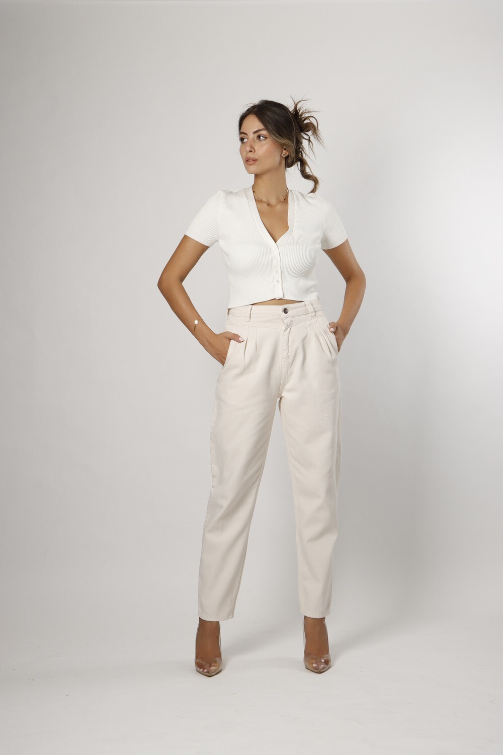 "Just Float" Cream Jeans
