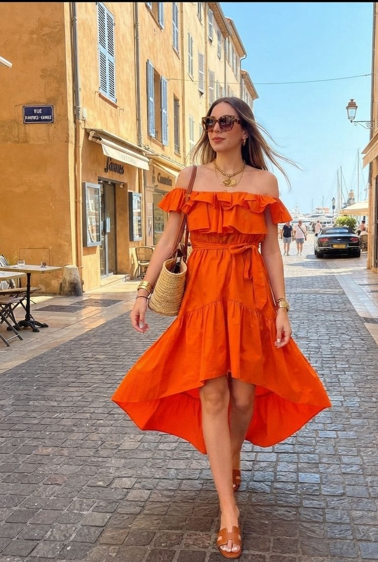 "Folie Folie" Dress, Color: Orange, Size: One Size