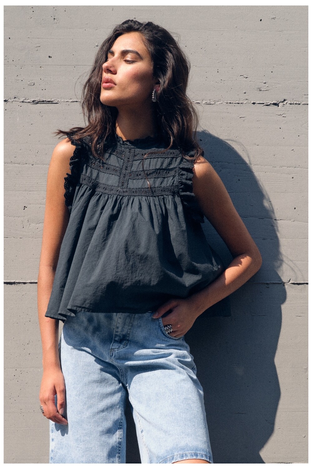 "Meya" Blouse, Color: Black, Size: One Size