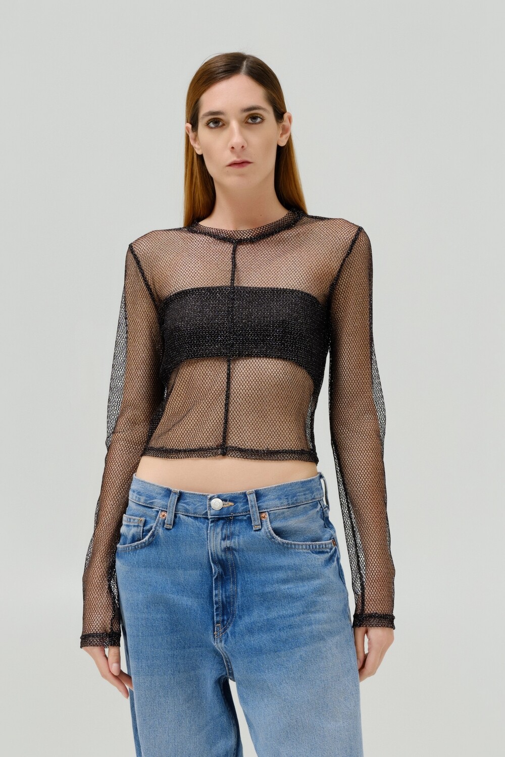 "So Fine" Mesh Top, Color: Black, Size: One Size