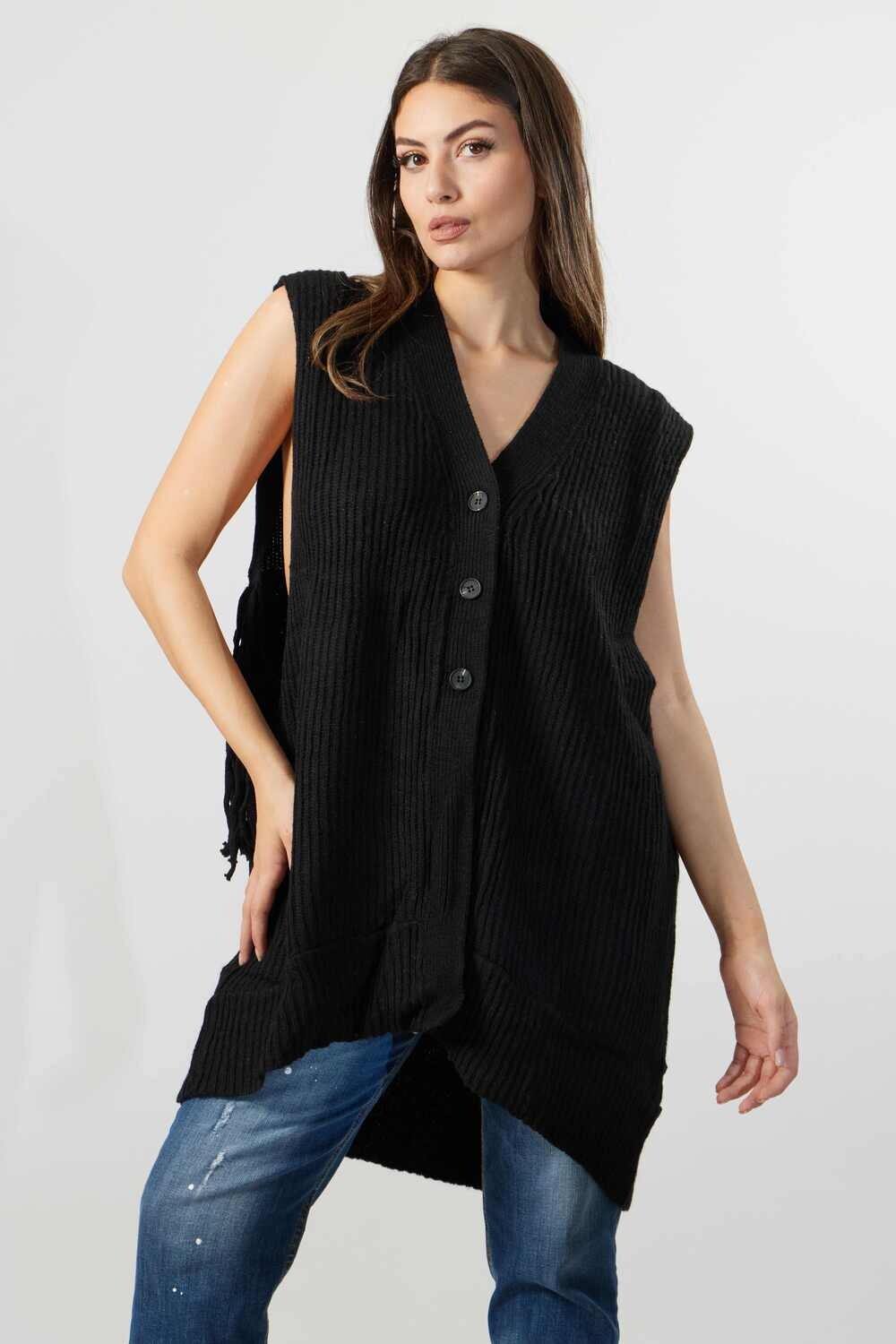 "Mavis" Gilet, Color: Black, Size: One Size