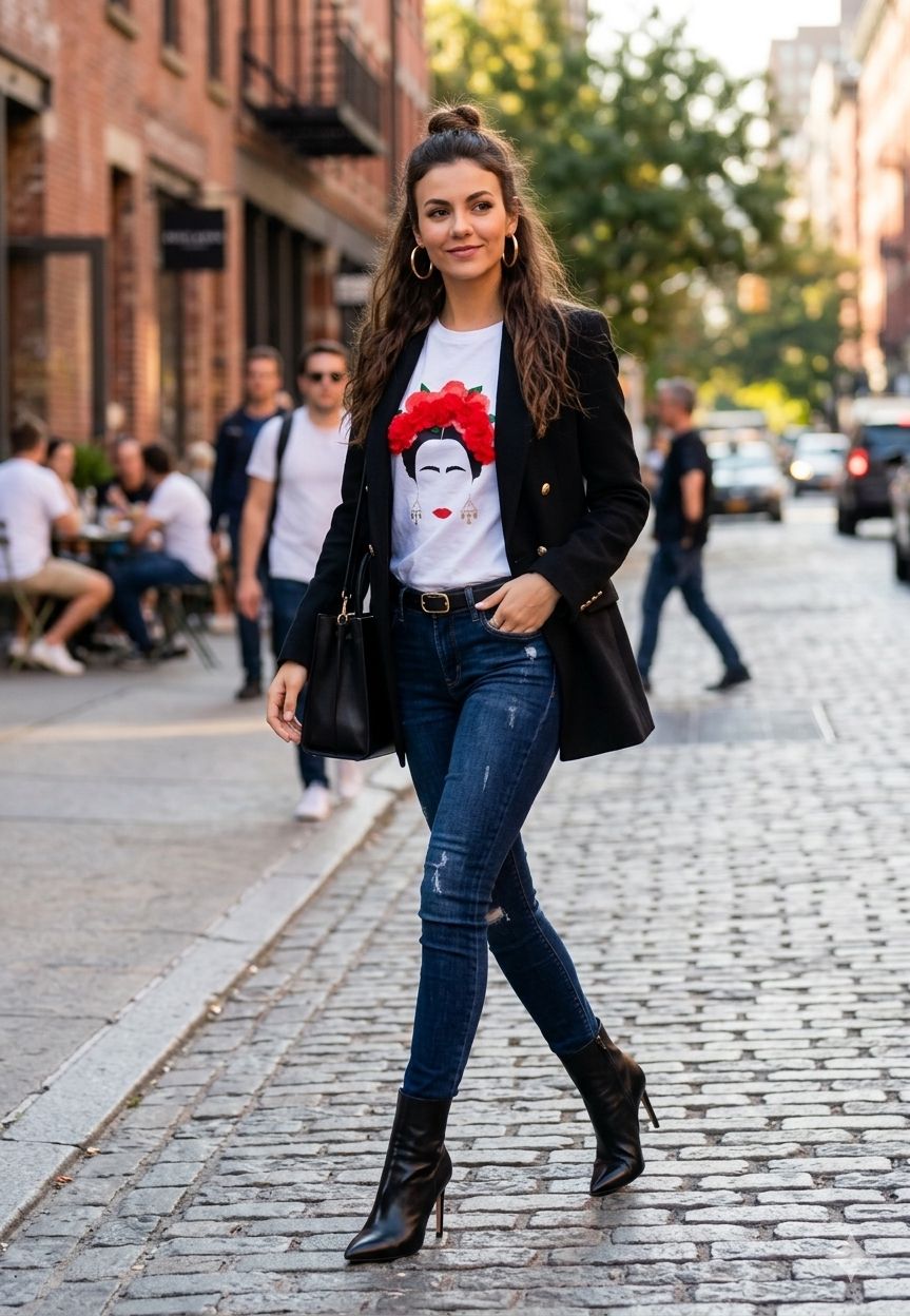 "Frida" T-Shirt, Color: White, Size: One Size