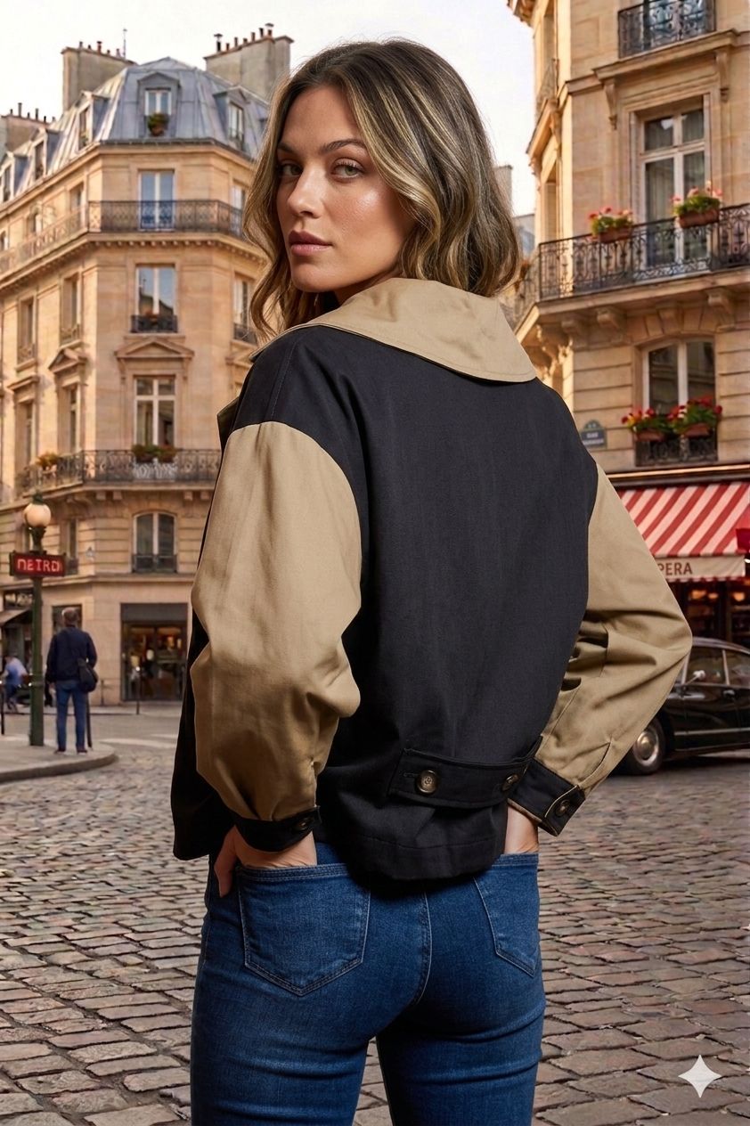 "Natalia" cotton Jacket, Color: Camel, Size: One size