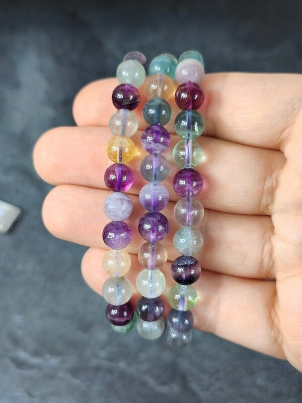 Bracelet fluorite multicolore extra Asie 8mm