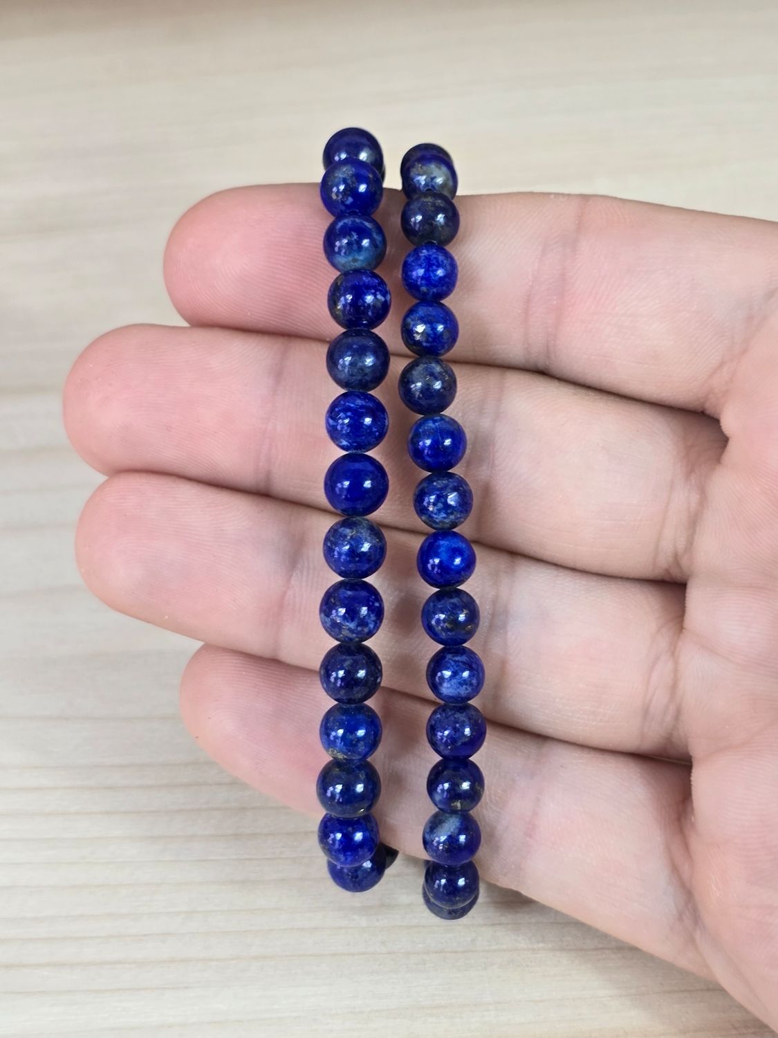 Bracelet  lapis lazuli  AA+ 6mm Afghanistan