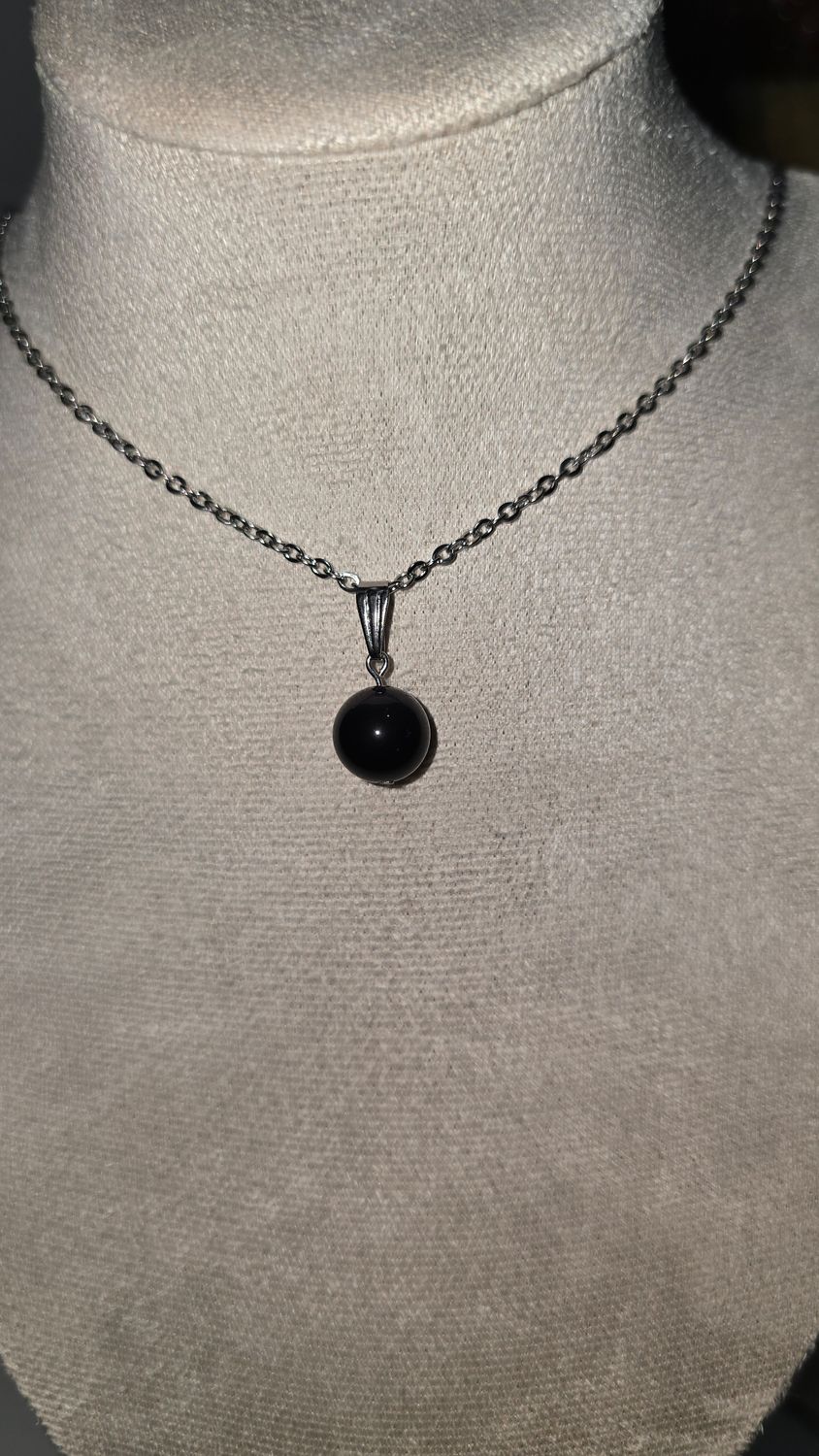 Pendentif mini obsidienne œil céleste AA Mexique perle 10mm