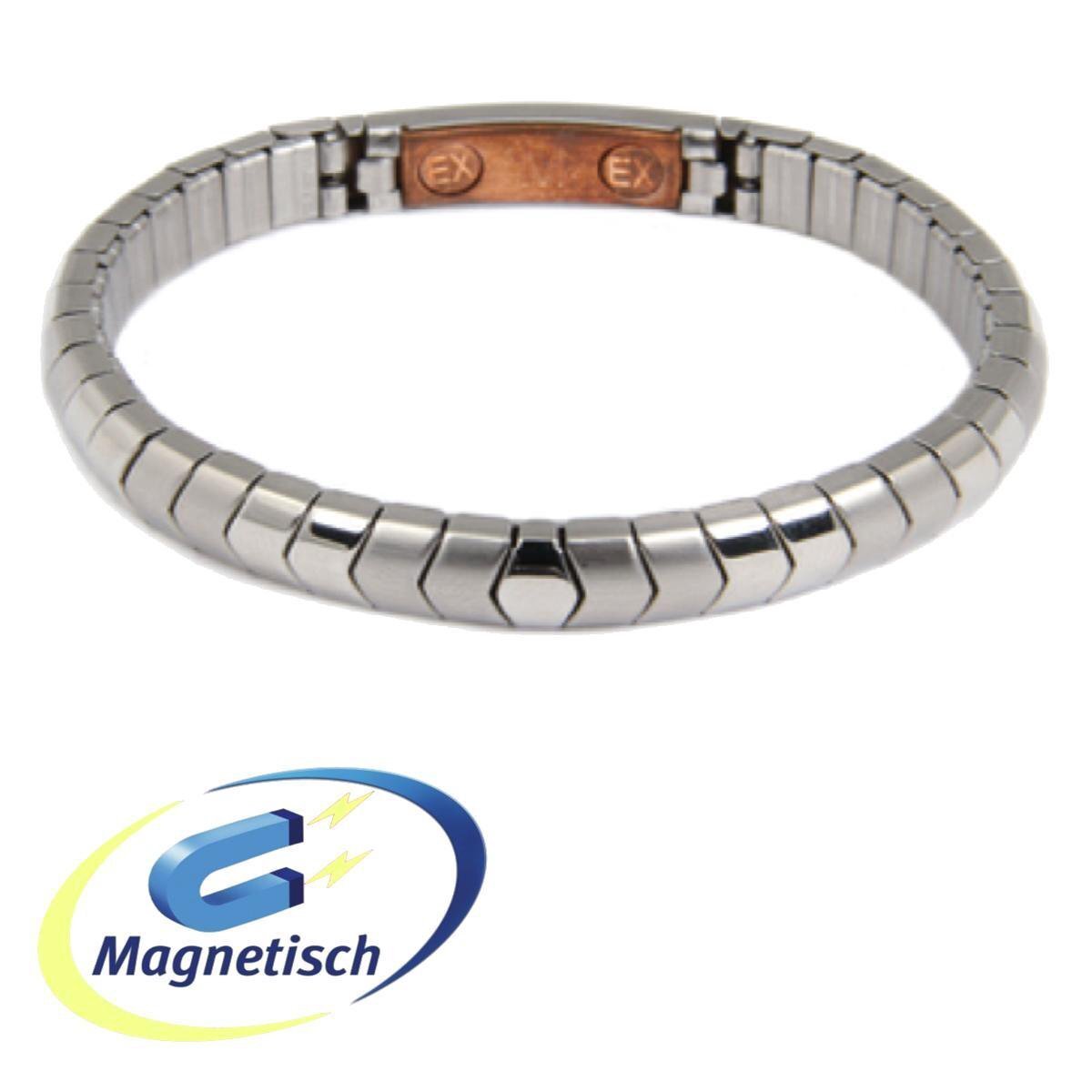 Weekendtas minimum Variant Energetix Magneet Armband Flex-model (439-3) Koper en Magneten.  Zilverkleurig mat/glanzende Magnetische Armband