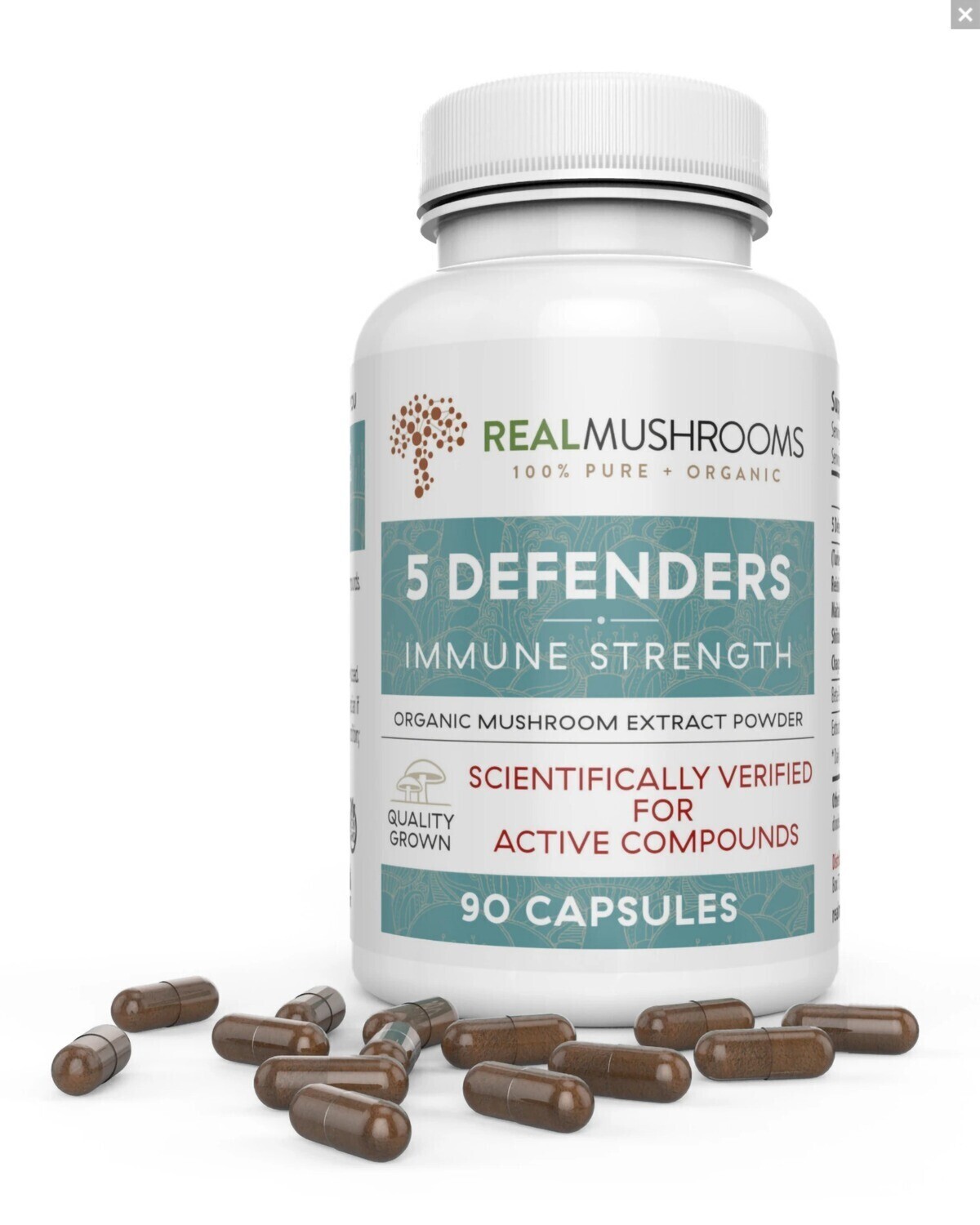 5 Defenders 1000 mg 90 Capsules Real Mushrooms