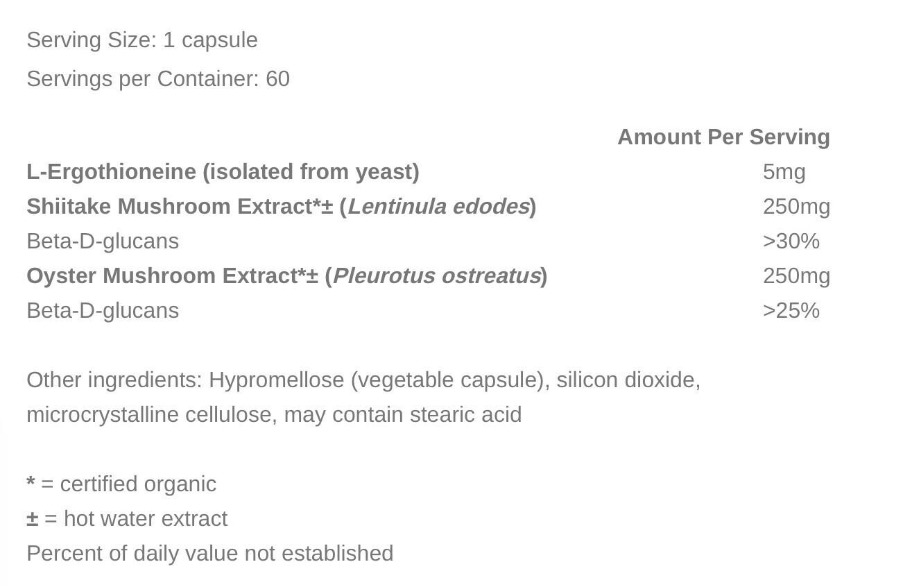 Ergo+L-Ergothioneine 300 mg 60 capsules Real Mushrooms
