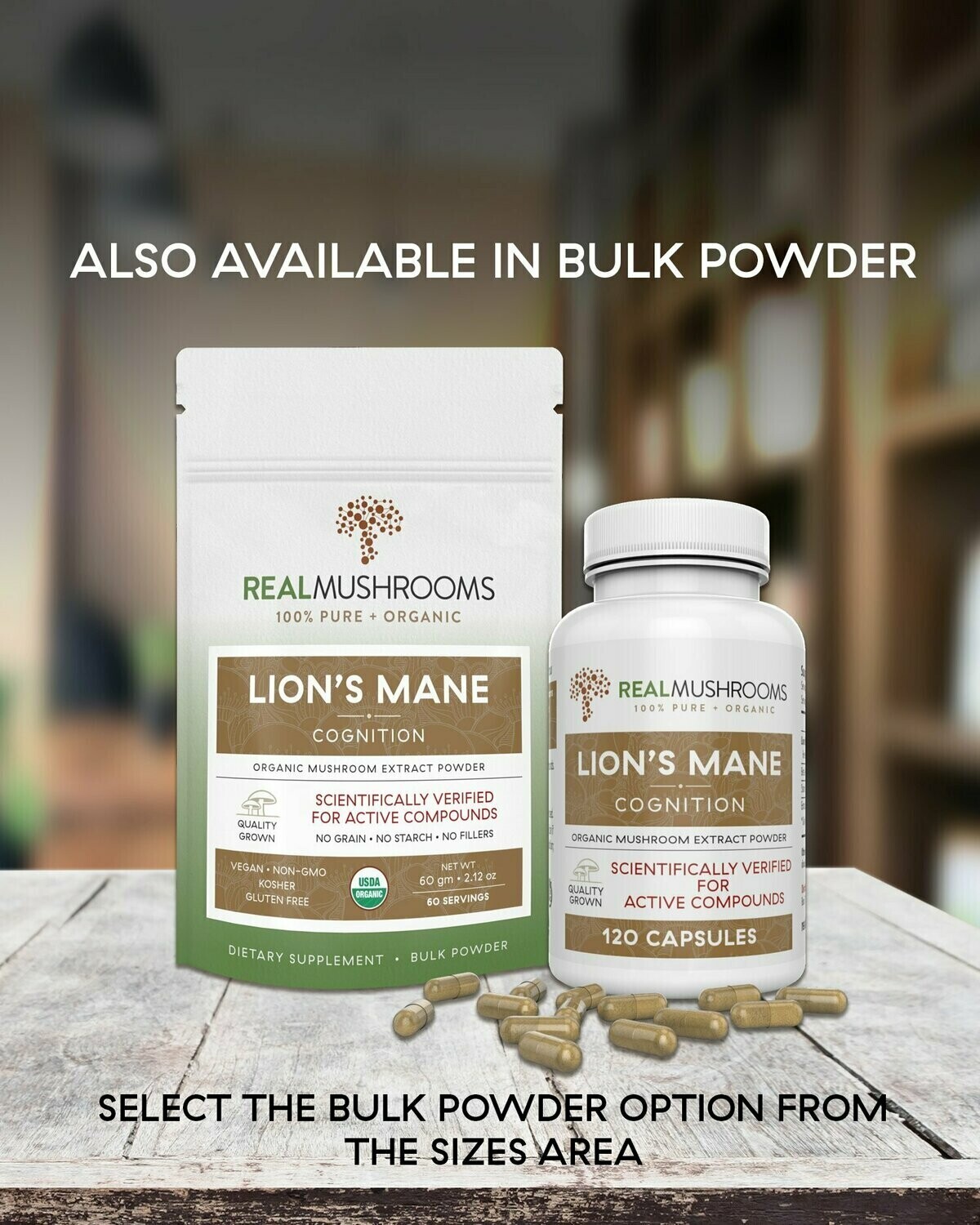 Lions Mane  1000 mg 300 capsules Real Mushrooms