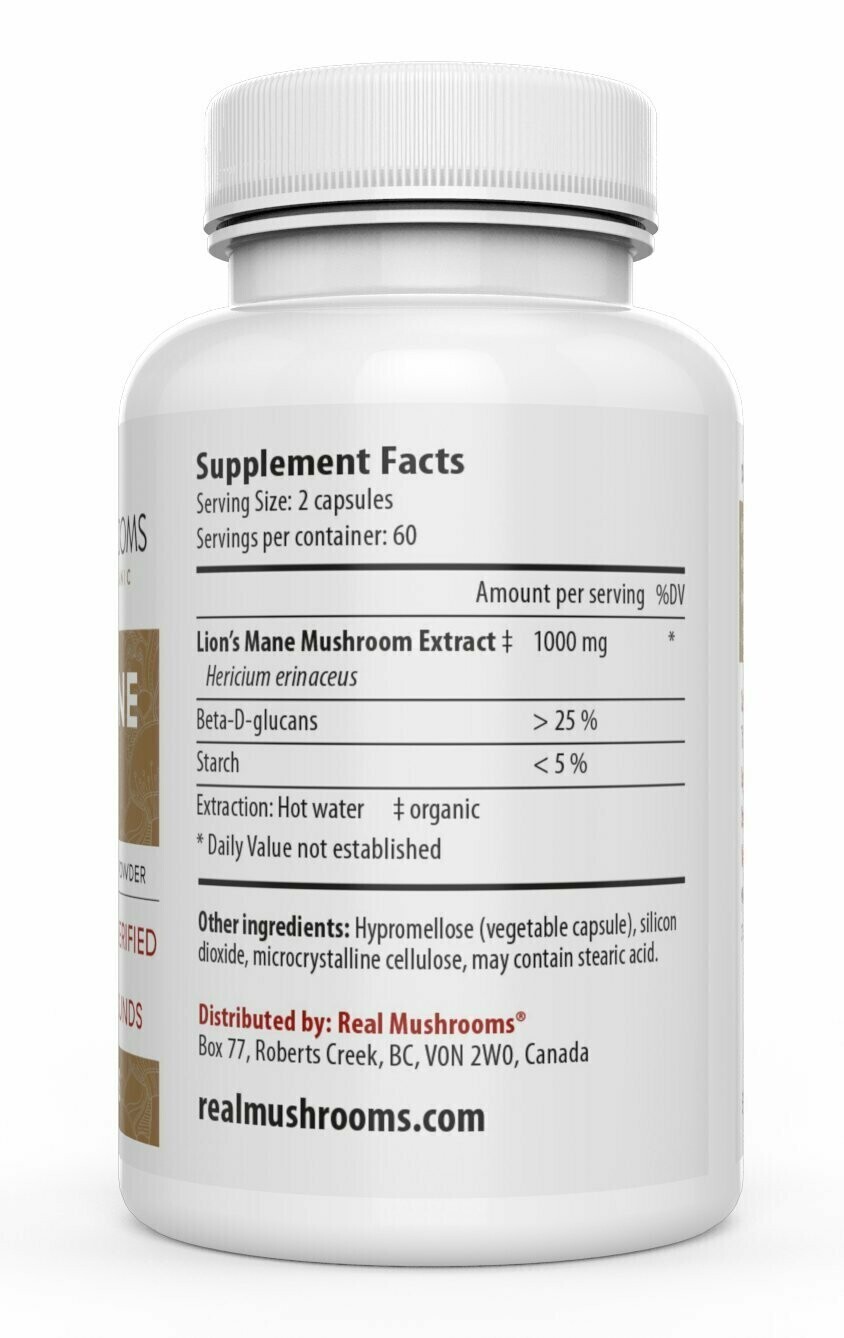Lions Mane 1000 mg 120 capsules Real Mushrooms