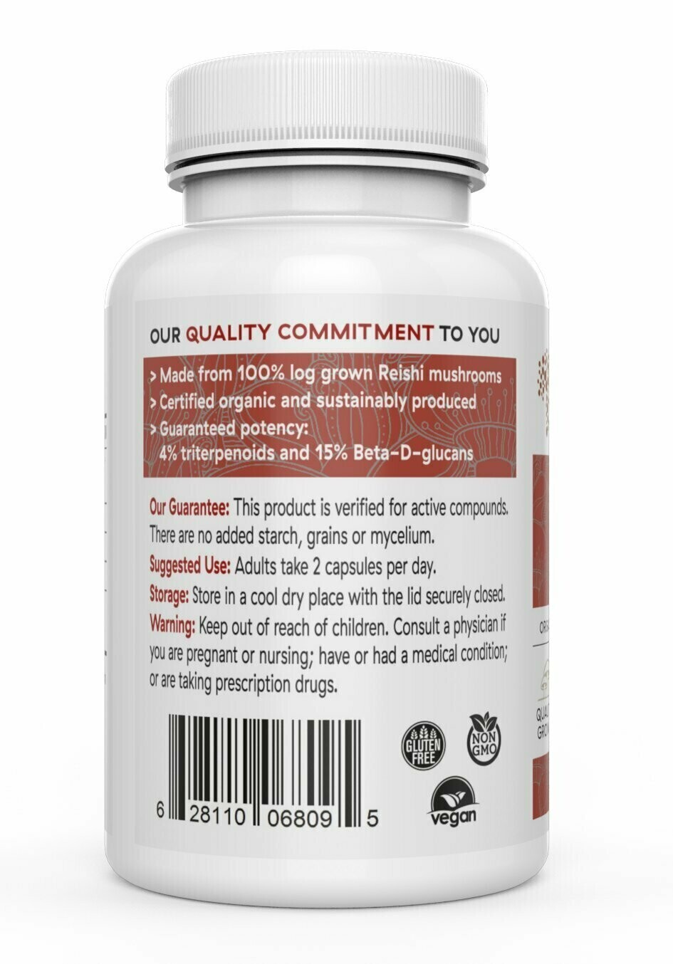 Reishi 415 Longevity 1000 mg 200 capsules Real Mushrooms