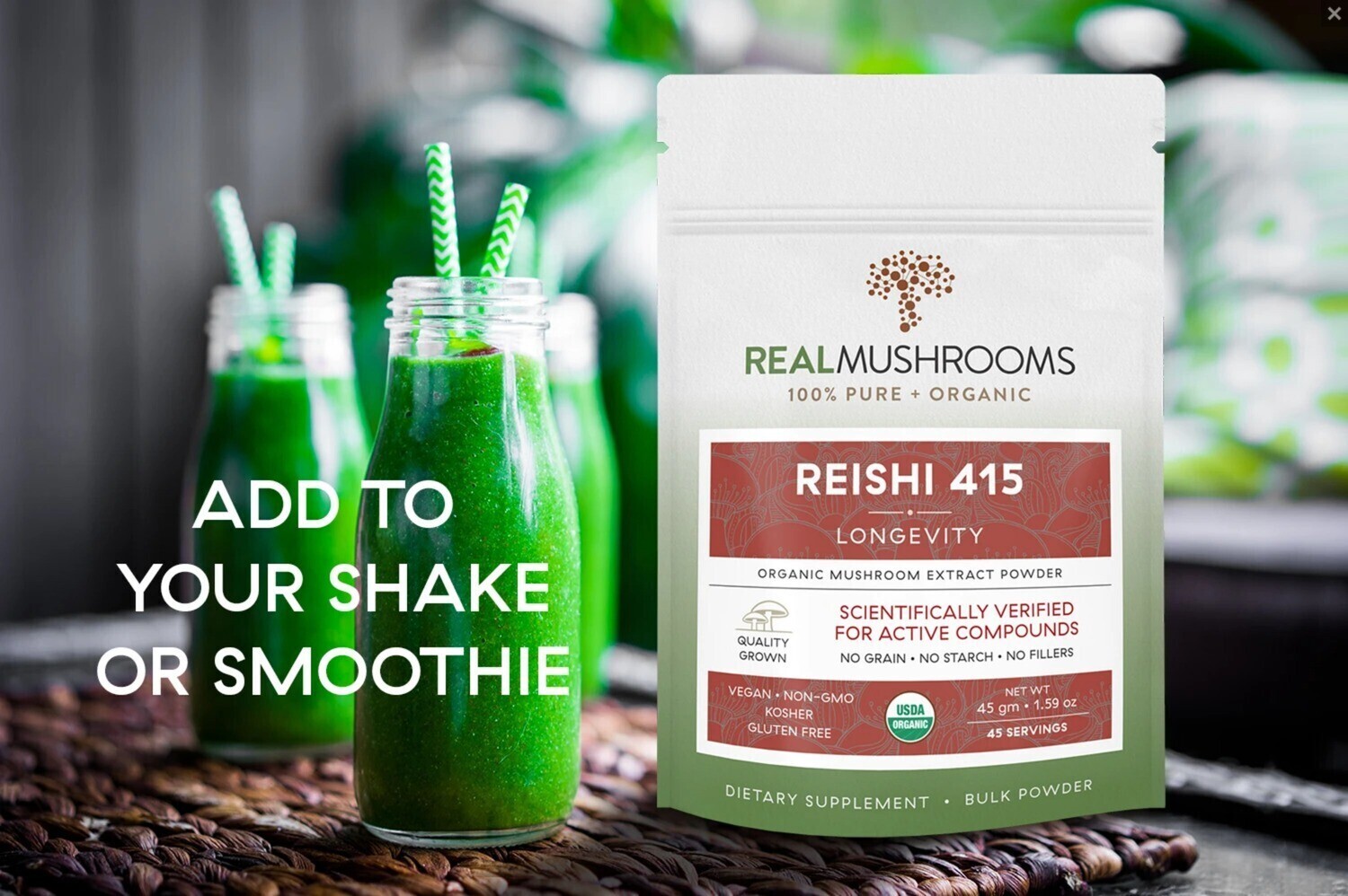 Reishi 415 Longevity 1000 mg  45 g Bulk Powder  Real Mushrooms