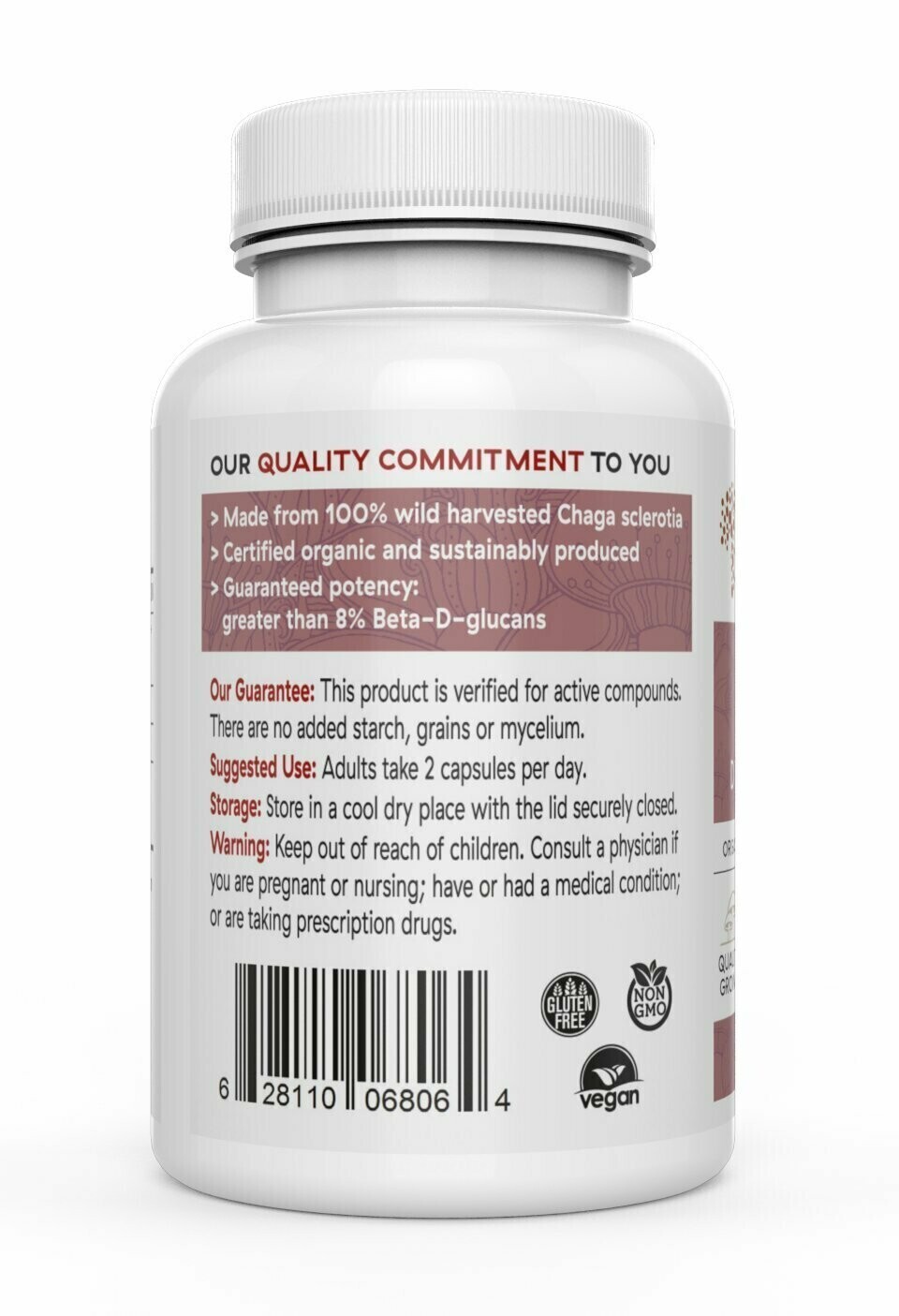 Chaga Extract 1000 mg 300 Capsules Real Mushrooms