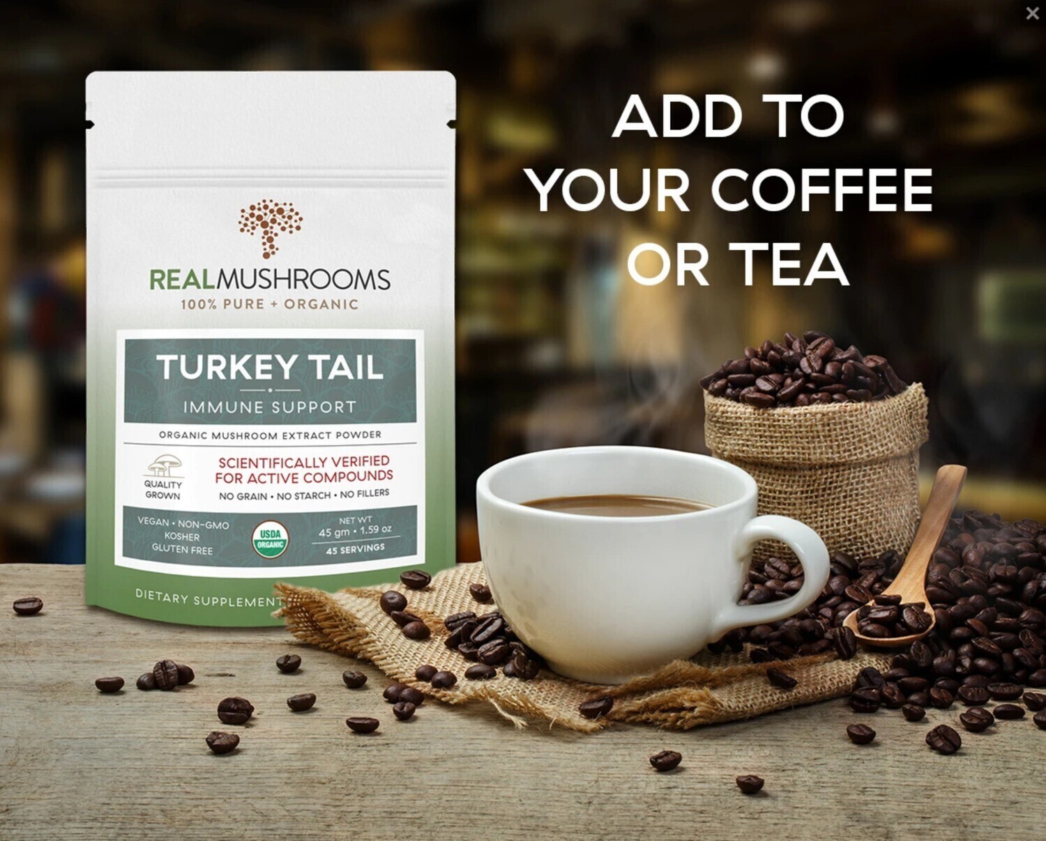 Turkey Tail Extract 1000 mg 90 Capsules Real Mushrooms