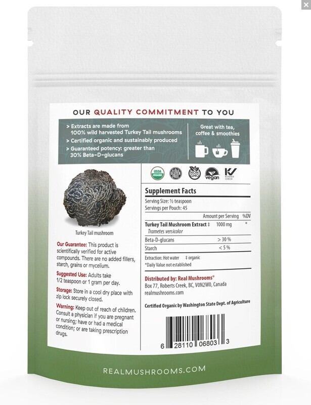 Turkey Tail Extract 1000 mg 90 Capsules Real Mushrooms