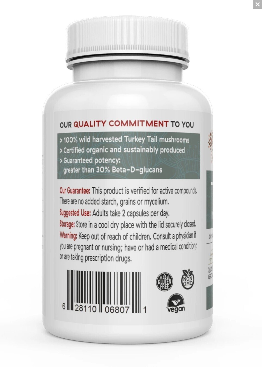 Turkey Tail Extract 1000 mg 90 Capsules Real Mushrooms