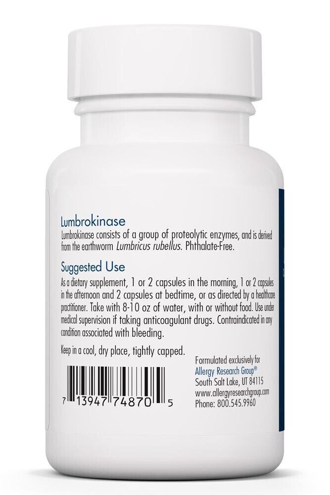 Lumbrokinase Delayed Release 30 Vegicaps Allergy Research Group