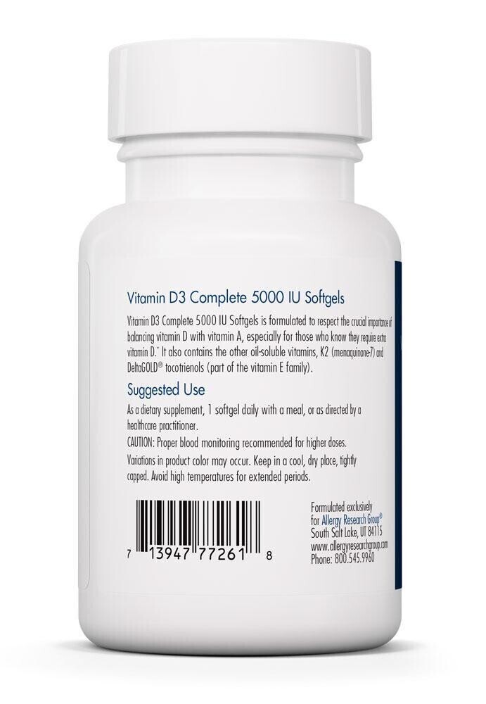 Vitamin D3 Complete 5000 IU 60 softgels Allergy Research Group