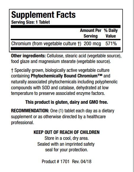 Cr-Zyme (Chromium) 100 Tablets Biotics Research