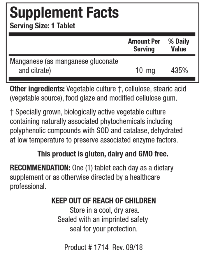 Mn-Zyme 10 mg 100 tablets Biotics Research