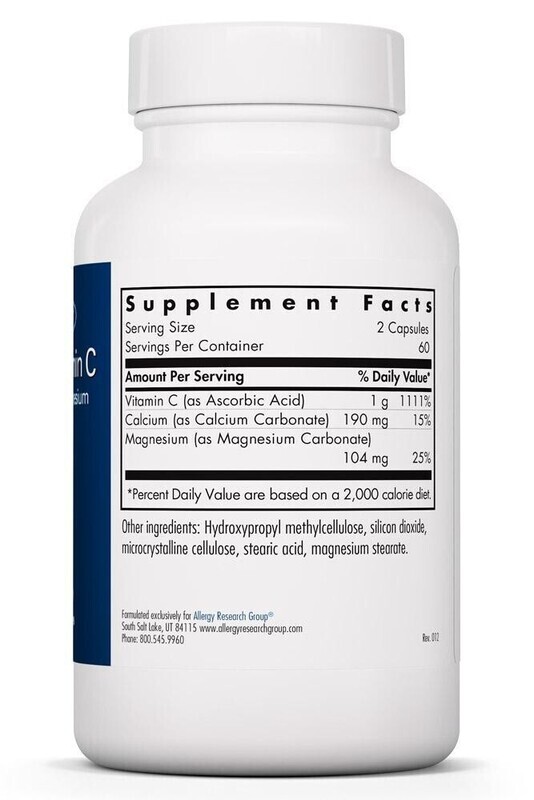 Buffered Vitamin C 120 Vegetarian Capsules Allergy Research Group