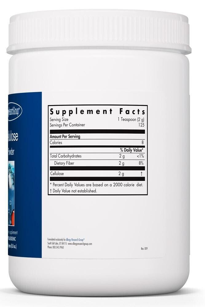 Cellulose Powder 250 grams Allergy Research Group