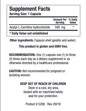 Acetyl-L-Carnitine 500 mg 90 capsules Biotics Research