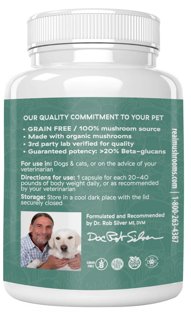 5 Defenders for Pets  90 Capsules  REAL MUSHROOMS