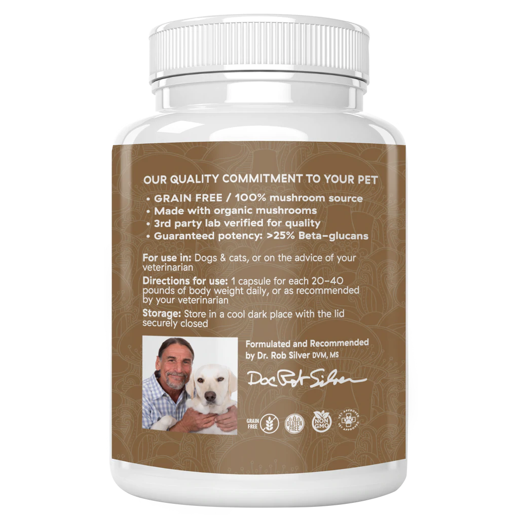 Organic Lions Mane Extract Capsules for Pets REAL MUSHROOMS