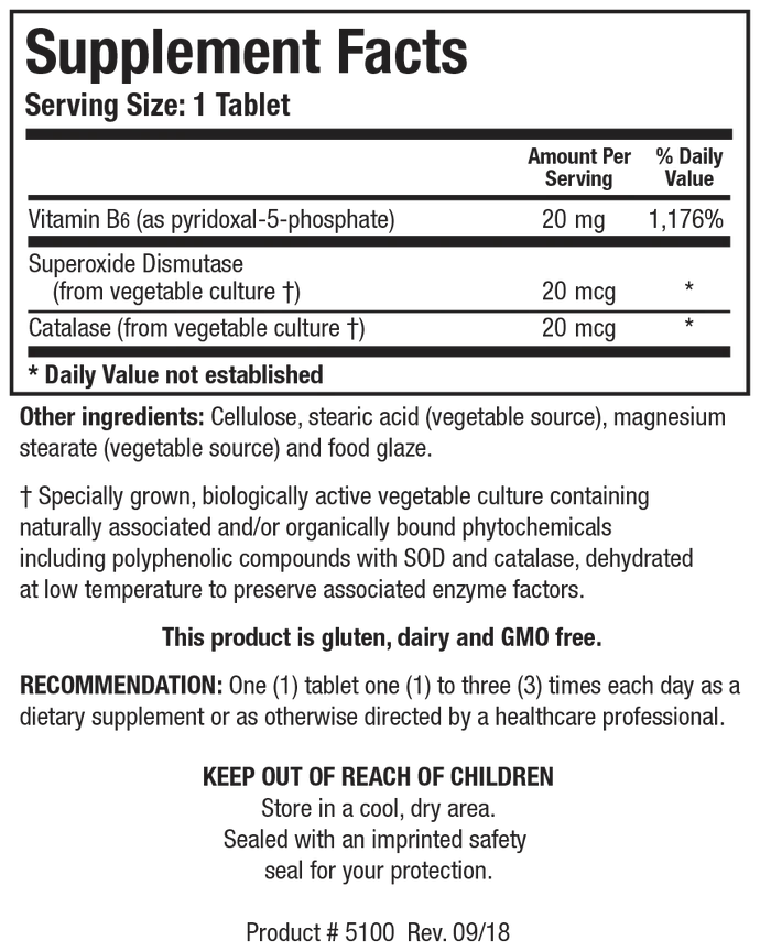B 6 Phosphate 100 tablets Biotics Research