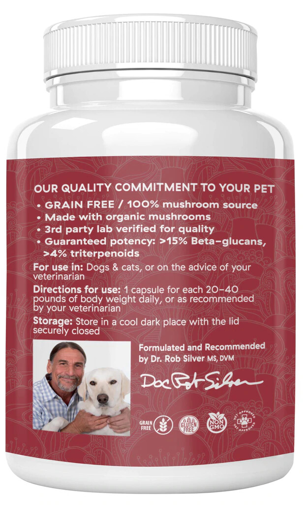 Organic Reishi Mushroom Capsules for Pets REAL MUSHROOMS