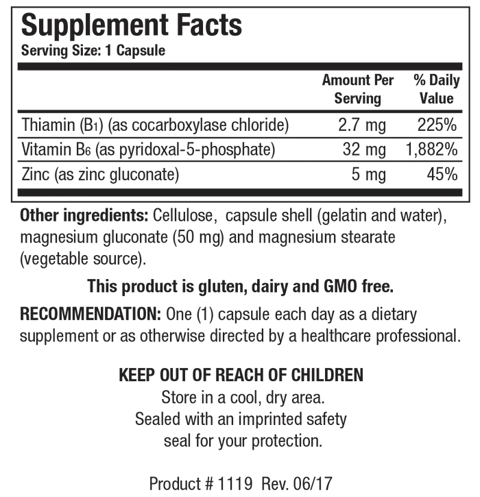 B6/B1 Plus Zinc 90 capsules Biotics Research
