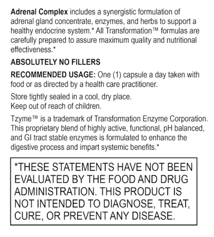 Adrenal Complex 60 Capsules Transformation Enzyme