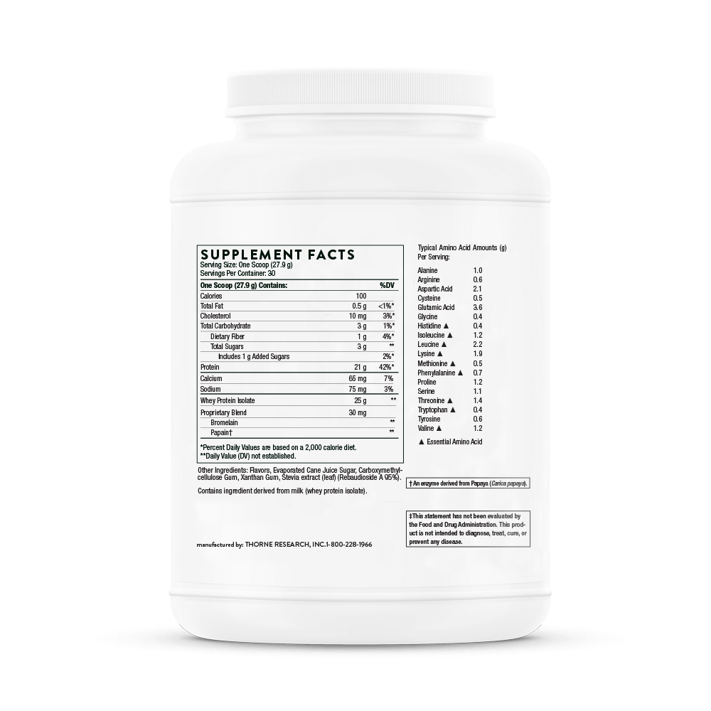 Whey Protein Isolate Vanilla 876 gr Thorne