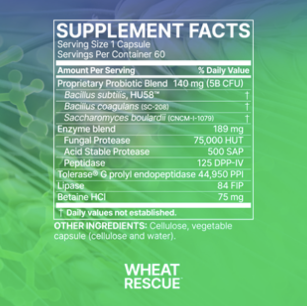 WheatRescue 60 capsules Microbiome Labs