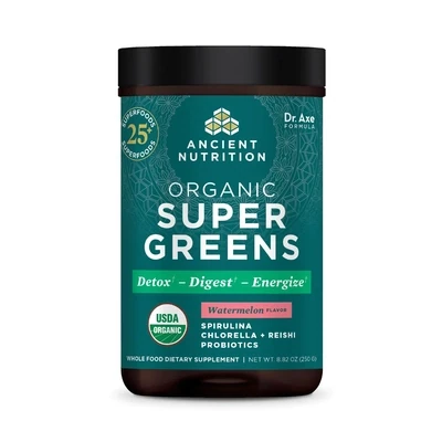 Organic SuperGreens Watermelon 25 serv Ancient Nutrition