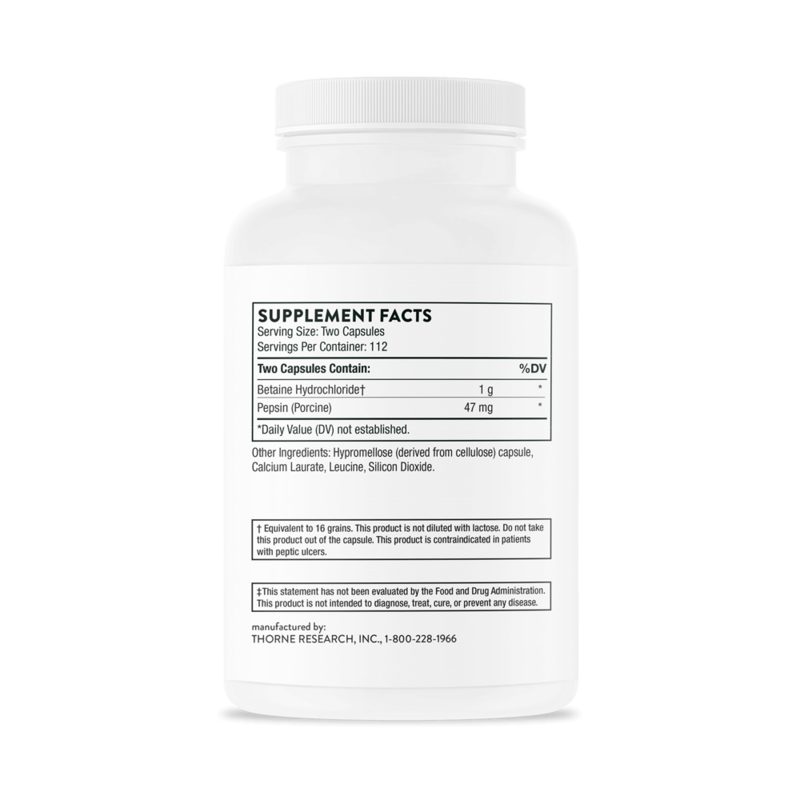 Betaine HCL &amp; Pepsin 225 caps  Thorne